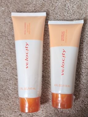 Velocity Peach & White Skincare Tubes with Orange Caps